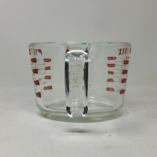 Vtg Pyrex Glass 4 Cup/1 Quart/1 Liter Measuring Cup Open Handle Red Letters 3