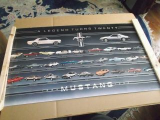 Vintage 1964 - 1984 Mustang A Legend Turns 20 Poster 1965 & 1979 Indy 500 Pace Car