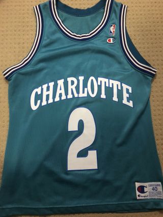 Vintage Nba Champion Charlotte Hornets Larry Johnson Basketball Jersey