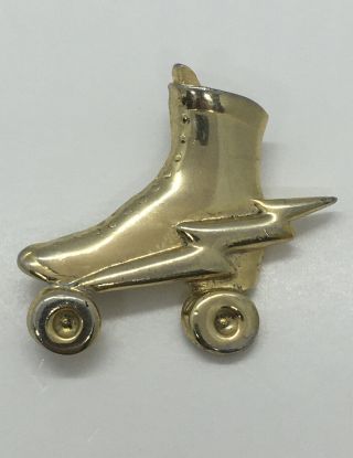 Vintage Roller Skate Brooch Pin / Gold Tone 1 - 5/8”x1 - 1/2”,  Unique