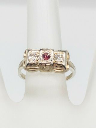 Antique 1920s.  50ct Vs H Old Cut & Pink Diamond 18k White Gold Ring