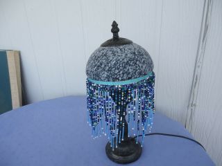 Antique Style Lamp Shade With Glass Tassels 15cm Black Blue Multiples Available