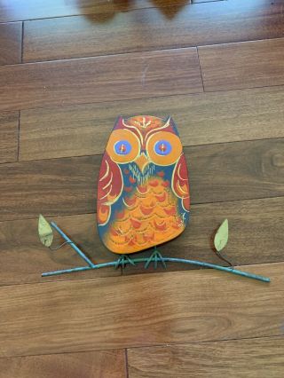 Vtg Signed Curtis Jere Wall Art Sculpture Mcm - Single Enamel Owl