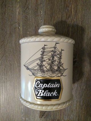 Vtg Captain Black Pipe Tobacco Special Edition Humidor 12 Oz Canister Jar