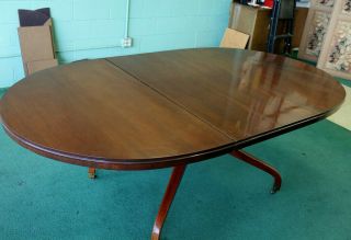 DREXEL 1965 OVAL MAHOGANY DINING BANQUET CONFERENCE TABLE 2 LEAVES 5,  6,  7 FT 2