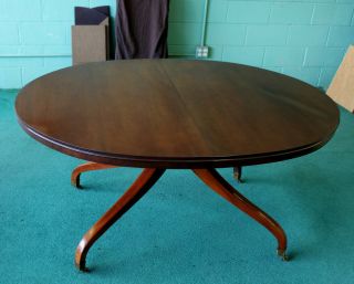 DREXEL 1965 OVAL MAHOGANY DINING BANQUET CONFERENCE TABLE 2 LEAVES 5,  6,  7 FT 3