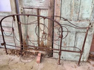 Antique Cast Wrought Iron Full Size Bed Frame Headboard Footboard & Side Rails