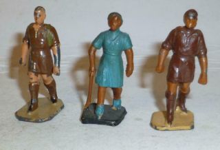 A Group Of 3 Meccano Hornby Dinky Toys Vintage Lead Hiker Figures