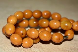 Rare Baltic Egg Yolk Old German Amber Beads Necklace 39,  5g Antique Butterscotch