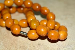 RARE Baltic Egg Yolk Old German Amber Beads Necklace 39,  5g Antique Butterscotch 2