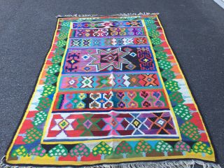 Auth: Spectacular Antique Tunisian Kilim Rug,  Organic Dyes,  Rare Collectable