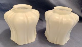 Vintage Antique White Satin Glass Electric Lamp Light Shades 4 1/2 " Tall