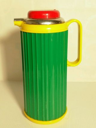 Vintage Colorful Crown Corning Thermique Coffee Thermos Pot Server 1 Qt