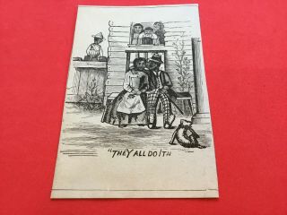 Vintage Black Americana Advertising Card F.  E.  Harqwell & Co.  / " They All Do It "