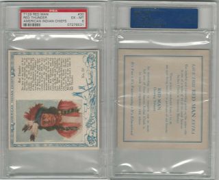 T129 Red Man Tobacco,  American Indian Chiefs,  1952,  30 Red Thunder,  Psa 6 Exmt