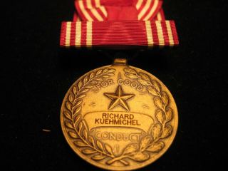 Vintage Us Army Good Conduct Medal And Ribbon Korea Named