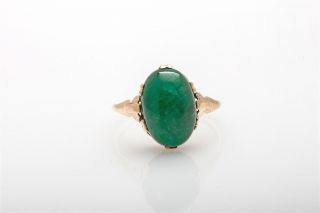 Antique 1930s Deco $7000 8ct Natural Colombian Emerald 9k Yellow Gold Ring