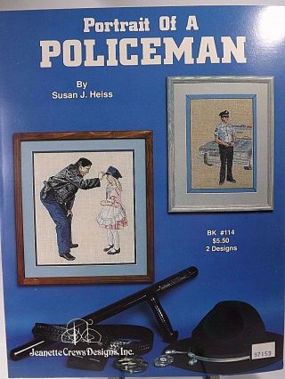 Portrait Of A Policeman Cross Stitch Pattern Boys In Blue Vintage 1990