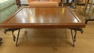 Maitland Smith Leather Top With Sword Tasseled Rope Base Coffee Table