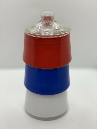 Vintage 3 Tier Stackable Candy Dish Red White Blue