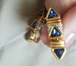 Vintage Swarovski Sapphire And Diamond Clip - On Earrings Sal