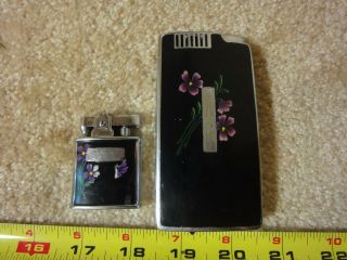 Vintage Ronson Lighter,  Cigarette Case With Matching Flowers Lighter.