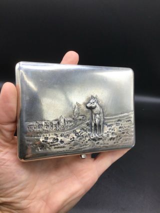 Antique Russian silver figural cigarette case 2