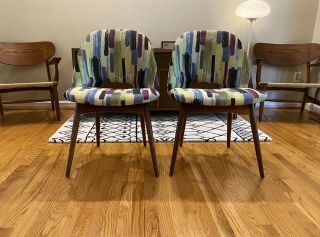 Adrian Pearsall Craft Associates Scoop Side Chairs With Walnut Base