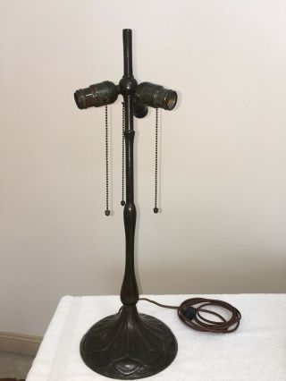 Antique Early Handel Lamp Base; 3 Hubbell Sockets; Duffner Era