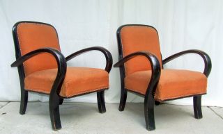 Art Deco Armchairs Club Cocktail Chairs.  1920s Vintage Antique Halabala