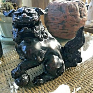 ANTIQUE SOLID BRONZE FOO DOG LION SCULPTURE STATUE EARLY 20TH C 7 