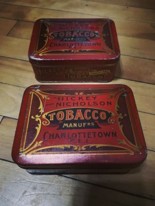 2x Antique Hickey And Nicholson Tobacco Manufacturers Metal Tin 1906.  Two Tins
