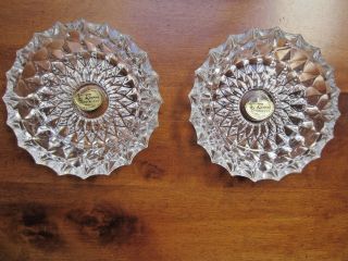 Collectible Vintage Rosseni Clear Crystal Cut Ashtray,  Set Of 2,  Circa 1958