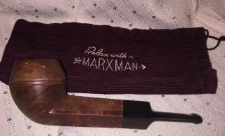 Vintage Estate Marxman Imported Briar Tobacco Smoking Pipe W/ Corduroy Bag