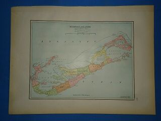 Vintage Circa 1904 Bermuda Islands Map Old Antique Folio Size