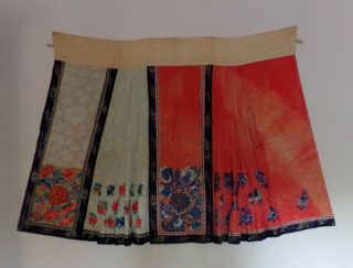Antique Chinese Qing Dynasty Silk Embroidery Skirt