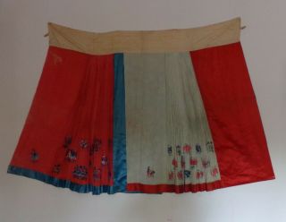Antique Chinese Qing Dynasty Silk Embroidery Skirt 2