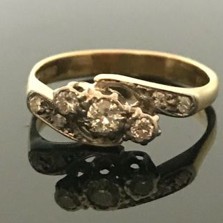 Antique Edwardian 18ct Gold Diamond Trilogy Crossover Ring Engagement 182