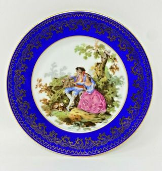 Vintage Limoges Porcelain Cobalt Blue Gold Accent Victorian Small Plate