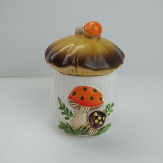 Vintage Sears Merry Mushroom Canister Small Ceramic Jar Sugar