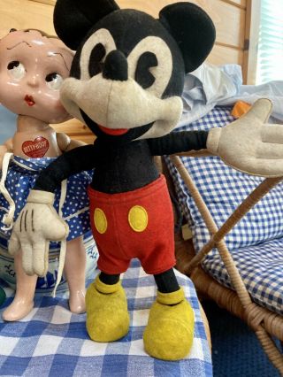 Rare Lenci 1930 Wool Felt Antique Mickey Mouse Doll Disney