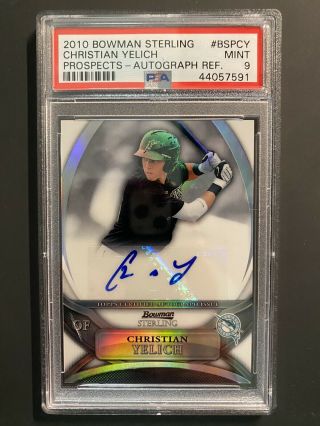 2010 Bowman Sterling Christian Yelich Auto Refractor /199 Psa 9 Prospects