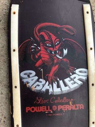 Vintage 1981 Powell Peralta Steve Caballero Skateboard Deck Factory 2nd 10” Wide 2