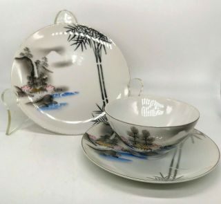 Vintage Pre - 1921 Meiyo China Nippon Cup,  Saucer,  & Plate Luncheon Set of THREE 2