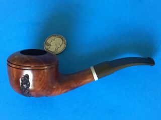 Vtg Chunky Stubby Estate Import Briar Smoking Pipe Italy Hand - Carved Smooth Sit