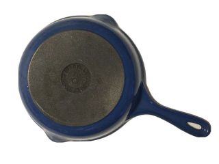 Vtg Le Creuset Blue Enameled Cast Iron Skillet Fry Pan 20 Double Spout
