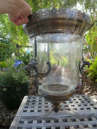 Antique Gothic Dragon Bronze Bell Jar Lantern Chandelier Shade Only
