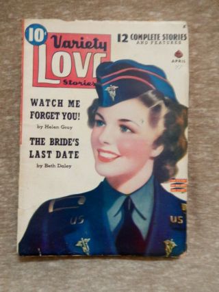 Variety Love Stories Vol.  9 1 - - April 1943 - - Vintage Pulp