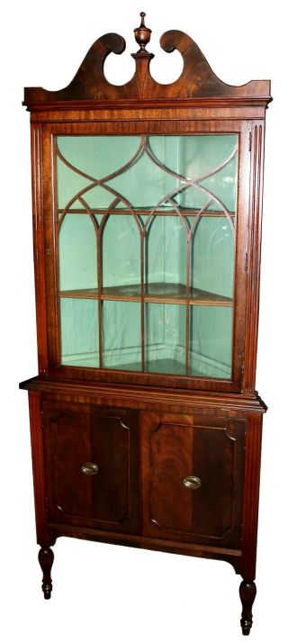Vintage Rockford Furniture Co.  Mahogany Chippendale Corner Cabinet