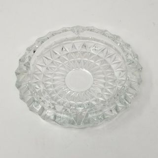 Vintage Heavy Crystal Cut Lead Diamond Clear Glass Ashtray 8 " Candy Dish